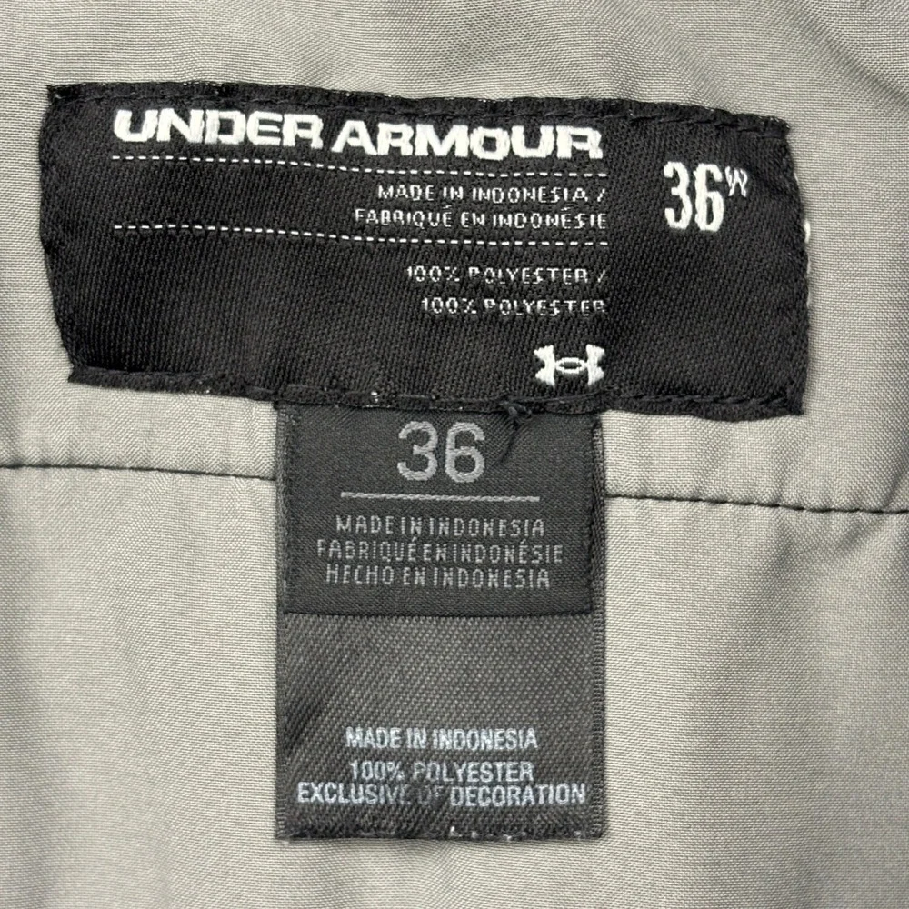 Under Armour Golf Shorts Mens 36 Black Grey Plaid Grid Flat Front Tech 207276
